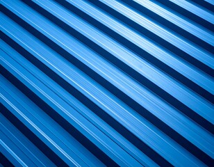 Corrugated metal panels, painted light blue, are arranged diagonally in a repeating pattern