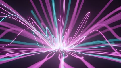 Futuristic Neon Light Abstract Background with Digital Energy Waves