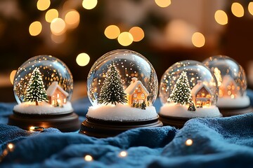 Enchanting christmas snow globes glowing with festive cheer and winter magic