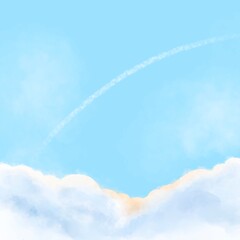 평화로운 하늘 수채화 배경