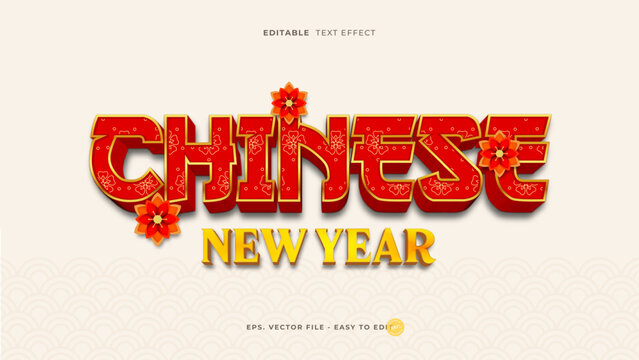 Chinese New Year 3D Red Gold Editable Text Effect