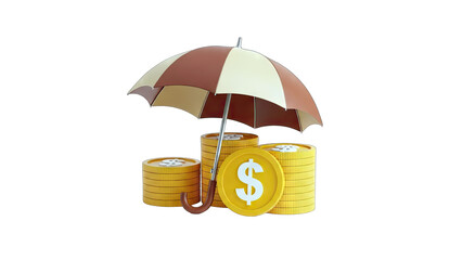 Money Protected by Umbrella: Financial Security Concept