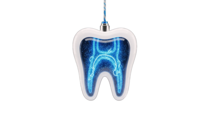 Glowing Tooth Illustration: Dental Concept on White Background
