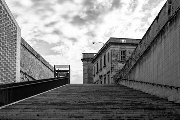 Valletta's Stairway - BW