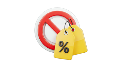 No Discounts: Prohibition Sign with Discount Tags