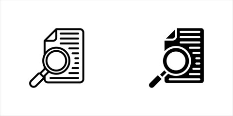 Document Search Icons set Magnifying Glass on Paper for Data Analysis Vector illustration, eps10.