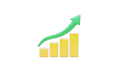 Growth Chart Rising on White Background