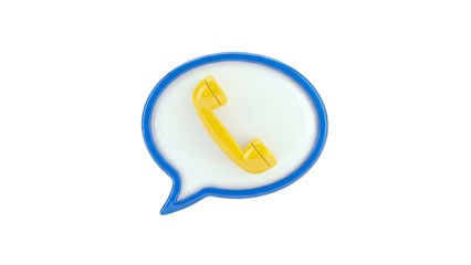 Phone Call Icon in Speech Bubble on White Background