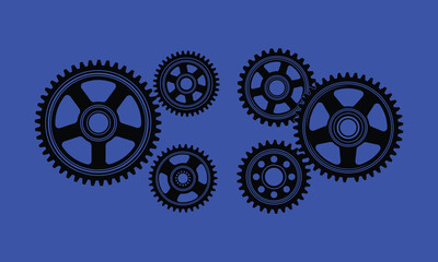 Mechanical gears illustration, interconnected cogwheels, industrial machinery design, engineering technology concept, gear motion analysis, mechanical system , rotating gear mechanism, physics concept