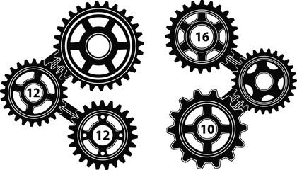 Mechanical gears illustration, interconnected cogwheels, engineering design concept, gear ratio analysis, industrial machinery system, mechanical , rotating gear mechanism