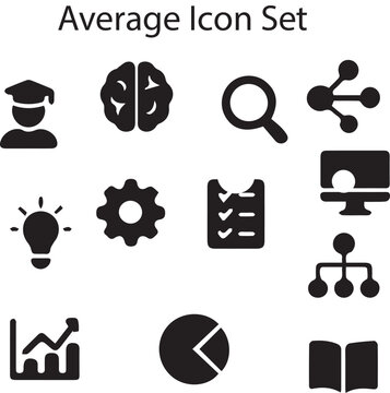 average icon set symbol, icon, icons, vector, set, design, black