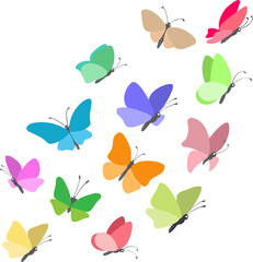 Spring butterflies in flight