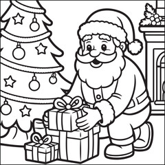 Christmas bold and easy black and white coloring pages
