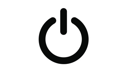 Simple black power button icon on a white background clean design