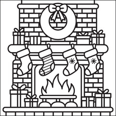 Christmas bold and easy black and white coloring pages