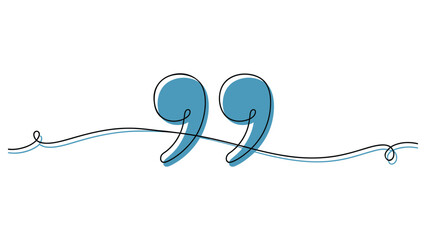 quotation marks symbol representing quote speech writing communication and typography concept minimal line illustration on white background © muhammad