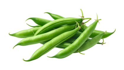 A close-up of a pile of vibrant, fresh, green beans with translucent tips