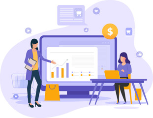 E-Commerce and Online Shopping Flat Vector Illustrations Pack with Digital Marketing Concepts