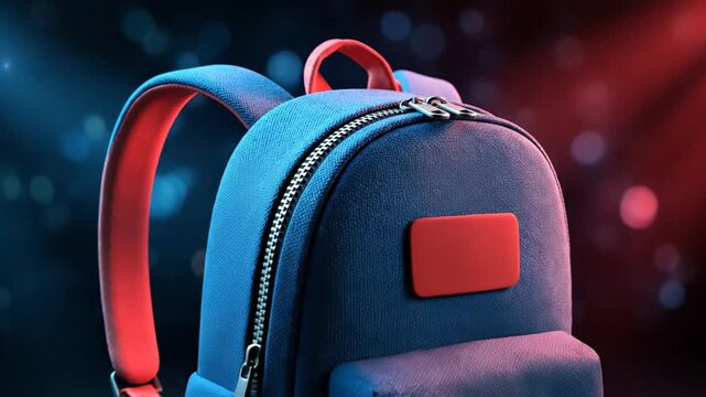 Blue School Backpack: Back to School Gear with Red Accents, Education Supply