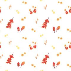 Chinese Red Firecrackers Seamless Pattern, Background