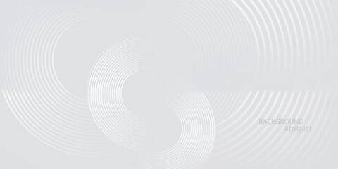 Fototapeta premium bstract white glowing geometric lines on grey background. White circle lines pattern. Futuristic technology concept.