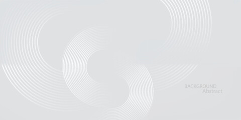 bstract white glowing geometric lines on grey background. White circle lines pattern. Futuristic technology concept. © Rejeki