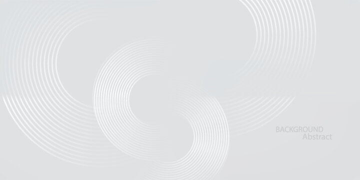 bstract white glowing geometric lines on grey background. White circle lines pattern. Futuristic technology concept.