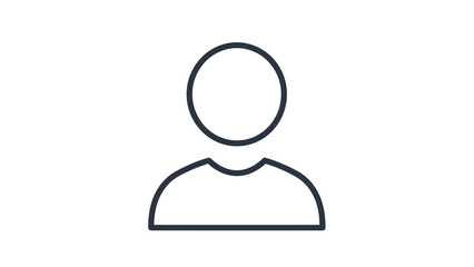 User profile outline icon illustration representing personal account avatar, human identity symbol, login profile interface and minimal UI element for digital applications in clean flat line design st