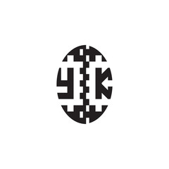 YK Alphabet Bold Unique Design Monogram Initial Alphabet Pixel Logo Concept