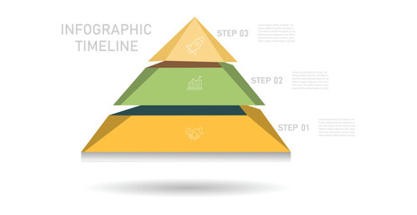 3d business infographic template. Informative diagram for corporate processes analysis and control. 3 step options. Chart concept.