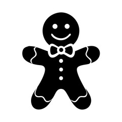 Minimalist Black and White Gingerbread Man Vector Cartoon Illustration
