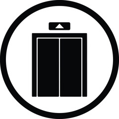 Vector Elevator symbol sign up arrow minimal design round button silhouette Illustration