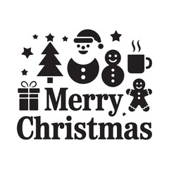 Merry christmas festive icons and text design