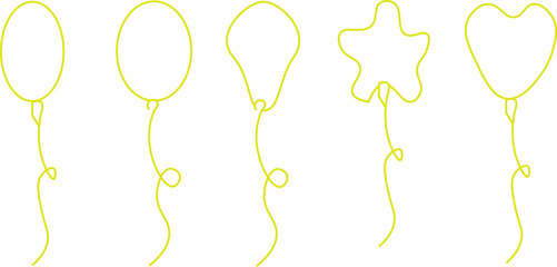Collection of different linear balloon shapes. Birthday gift concept. 