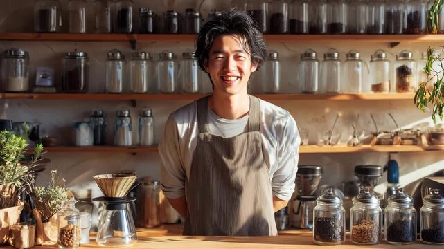 カウンター越しに微笑む、日本人バリスタ