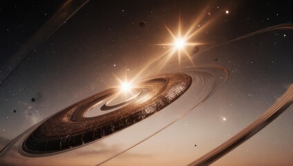 Cosmic Dance - Binary Stars Illuminate a Ringed Nebula.
