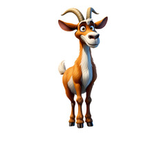 Fototapeta premium Friendly Cartoon Goat Character on transparent background