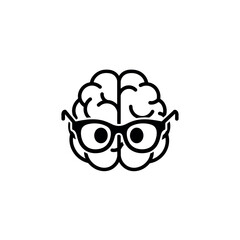 Brain with Glasses Intelligence Icon