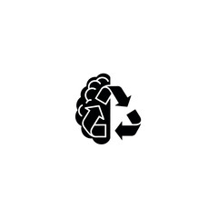 Brain with Recycle Symbol Rethinking Icon