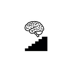 Brain with Stairs Steps Icon Silhouette