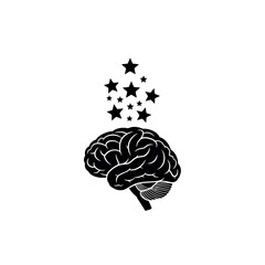 Brain with Stars Imagination Icon Silhouette