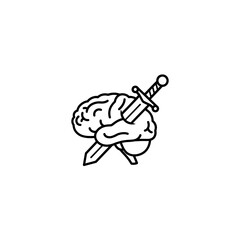 Fight for Mental Health Brain Sword Vector