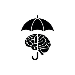 Brain with Umbrella Protection Icon