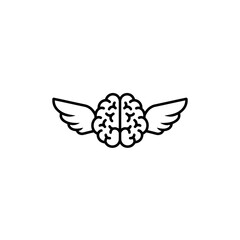 Brain with Wings Free Thinking Icon