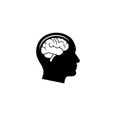 Brain Inside Human Head Profile Silhouette