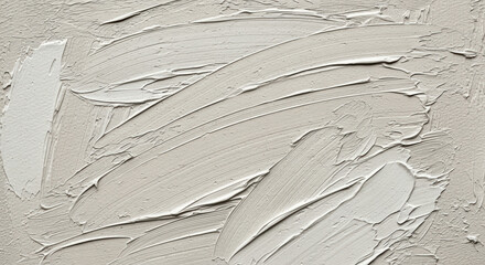 Textured closeup of white plaster strokes forming abstract pattern with rough ridges and subtle shadows on neutral wall surface
