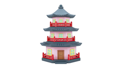Pink Pagoda Toy on White Background