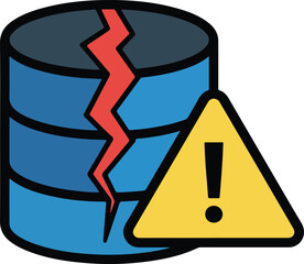 Data Breach Alert Flat Vector Icon for Cybersecurity Warning