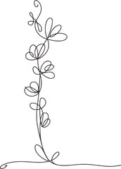 Minimalist black and white floral vine line