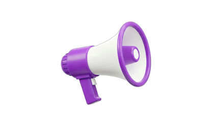 Purple Megaphone Announcing on White Background